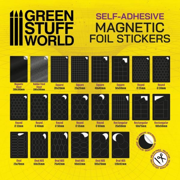 Green Stuff World   Magnets Rectangular Magnetic Sheet SELF-ADHESIVE - 25x50mm - 8435646503585ES - 8435646503585