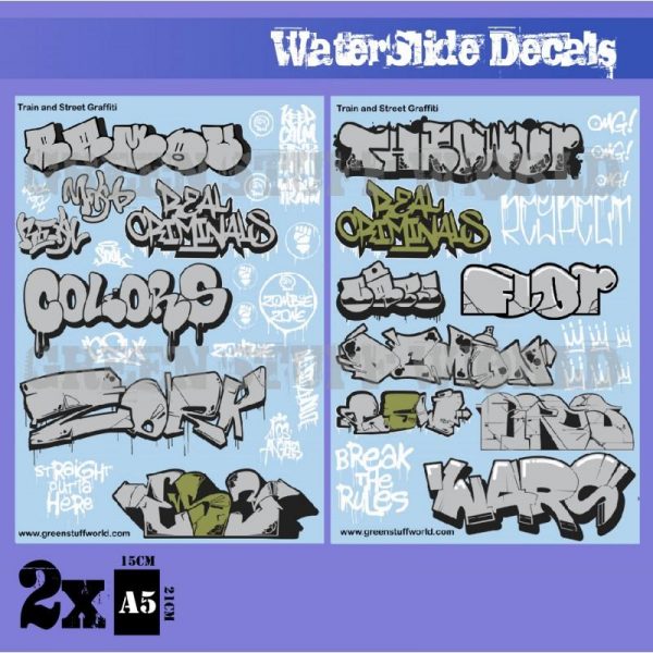 Green Stuff World   Decals Waterslide Decals - Train and Graffiti Mix - Silver and Gold - 8436574503678ES - 8436574503678
