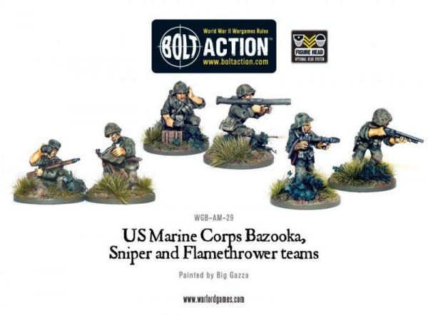 Warlord Games Bolt Action  United States of America (BA) USMC Bazooka, Sniper & Flame Thrower Teams - WGB-AM-29 - 5060200847206