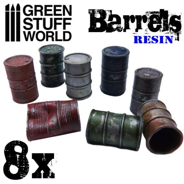 Green Stuff World   Green Stuff World Terrain 8x Resin Barrels - 8436574504071ES - 8436574504071