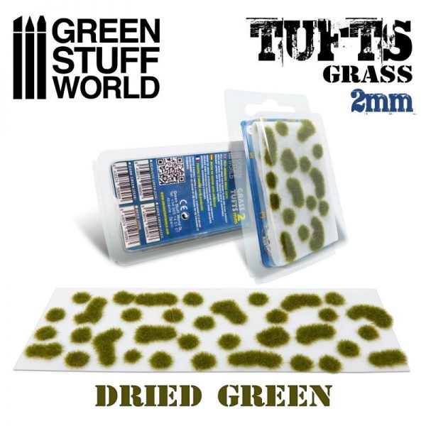 Green Stuff World   Tufts Grass TUFTS - 2mm self-adhesive - DRY GREEN - 8436574506976ES - 8436574506976