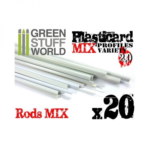 Green Stuff World   Plasticard ABS Plasticard - Profile - 20x RODs Variety Pack - 8436554366996ES - 8436554366996