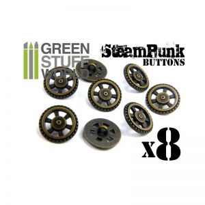 Green Stuff World   Costume & Cosplay 8x Steampunk Buttons FLYWHEEL GEARS - Bronze - 8436554366637ES - 8436554366637
