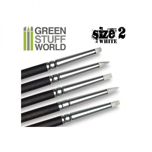 Green Stuff World   Green Stuff World Tools Colour Shapers Brushes SIZE 2 - WHITE SOFT - 8436554360260ES - 8436554360260