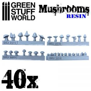 Green Stuff World   Green Stuff World Conversion Parts 40x Resin Mushrooms and Toadstools - 8436574504088ES - 8436574504088