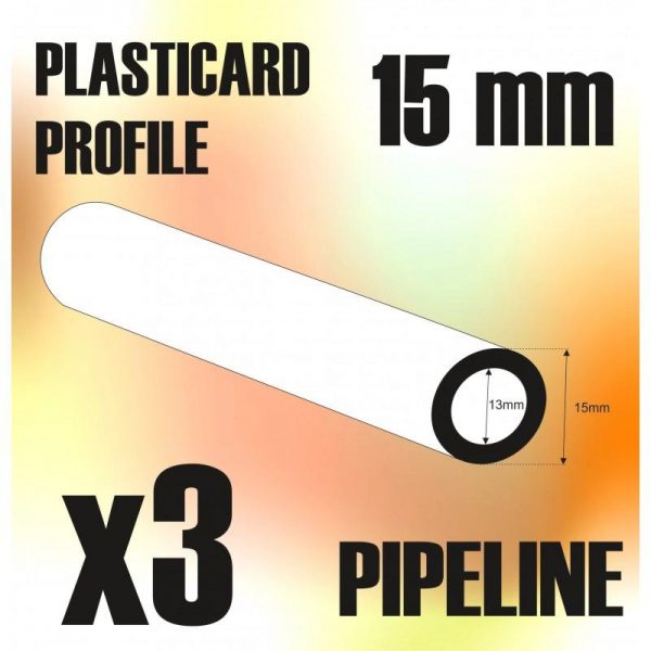Green Stuff World   Plasticard ABS Plasticard - Profile TUBE 15mm PIPELINE - 8436554368082ES - 8436554368082
