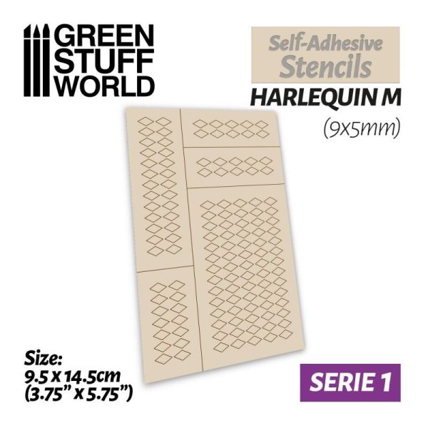 Green Stuff World   Stencils Self-adhesive stencils - Harlequin M - 9x5mm - 8436554369478ES - 8436554369478