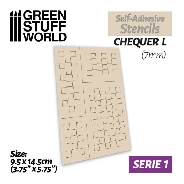 Green Stuff World   Stencils Self-adhesive stencils - Chequer L - 7mm - 8436574500028ES - 8436574500028