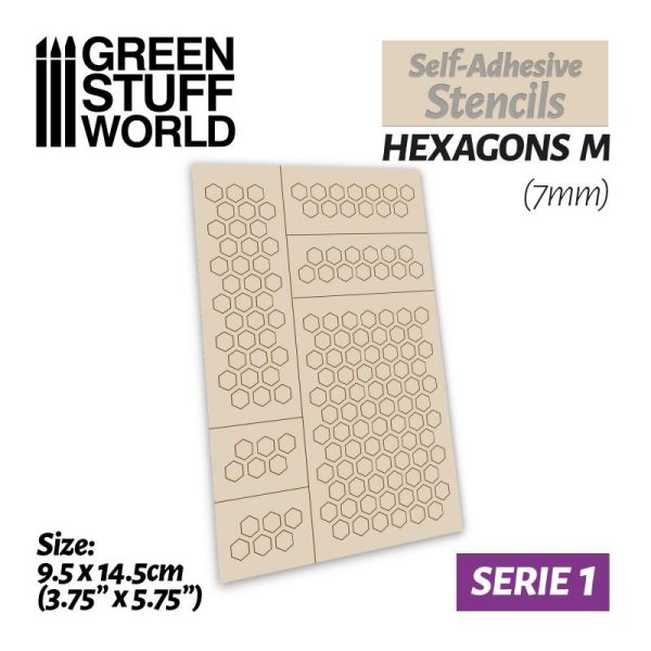 Green Stuff World   Stencils Self-adhesive stencils - Hexagons M - 7mm - 8436554369447ES - 8436554369447