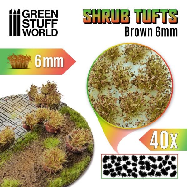 Green Stuff World   Tufts Shrubs TUFTS - 6mm self-adhesive - BROWN - 8435646502465ES - 8435646502465