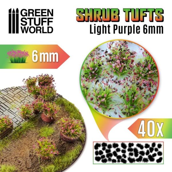 Green Stuff World   Tufts Shrubs TUFTS - 6mm self-adhesive - LIGHT PURPLE - 8435646502441ES - 8435646502441