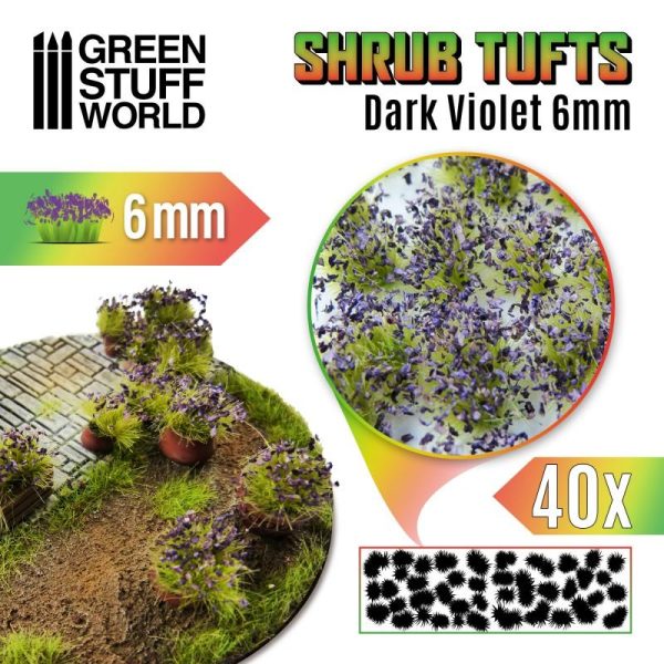 Green Stuff World   Tufts Shrubs TUFTS - 6mm self-adhesive - DARK VIOLET - 8435646502434ES - 8435646502434