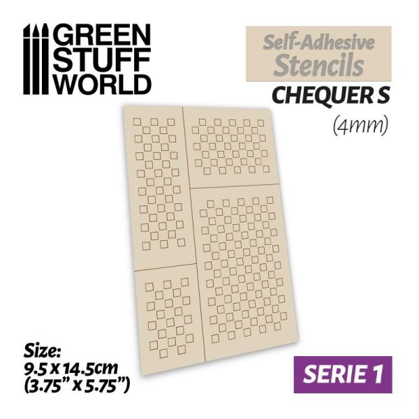 Green Stuff World   Stencils Self-adhesive stencils - Chequer S - 4mm - 8436574500004ES -