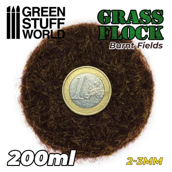 Green Stuff World   Sand & Flock Static Grass Flock 2-3mm - BURNT FIELDS - 200 ml - 8435646506494ES - 8435646506494