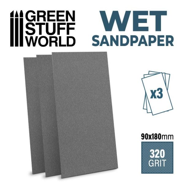 Green Stuff World   Green Stuff World Tools Wet Sandpaper - 180x90mm - 320 grit - (Waterproof) - 8435646502106ES - 8435646502106