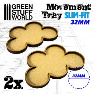 Green Stuff World   MDF Bases MDF Movement Trays 32mm x 5 - SLIM-FIT - 8435646504285ES - 8435646504285