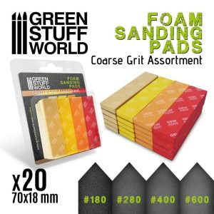 Green Stuff World   Sandpaper Foam Sanding Pads - COARSE GRIT ASSORTMENT x20 - 8435646504773ES - 8435646504773