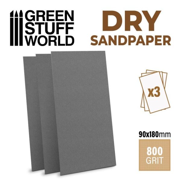 Green Stuff World   Sandpaper Dry Sandpaper - 180x90mm - 800 grit - 8435646501994ES - 8435646501994