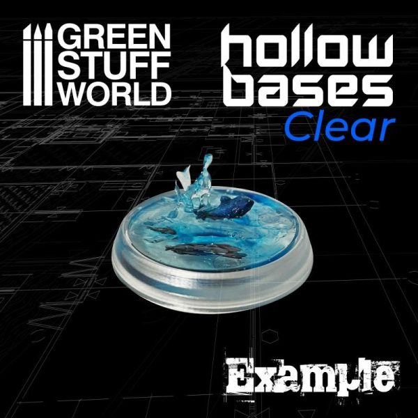Green Stuff World   Plain Bases Transparent Hollow Plastic Bases - ROUND 25mm - 8435646504100ES - 8435646504100