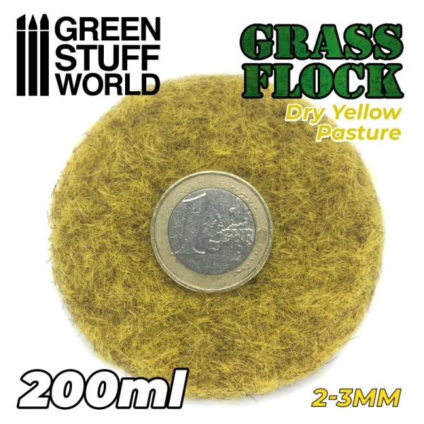 Green Stuff World   Sand & Flock Static Grass Flock 2-3mm - DRY YELLOW PASTURE - 200 ml - 8435646506418ES - 8435646506418