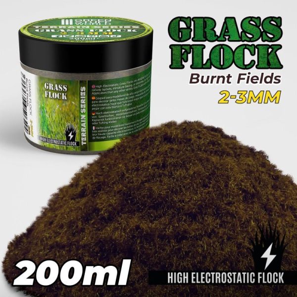 Green Stuff World   Sand & Flock Static Grass Flock 2-3mm - BURNT FIELDS - 200 ml - 8435646506494ES - 8435646506494