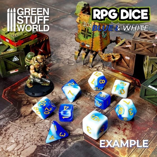 Green Stuff World   Dice 7x Mix 16mm Dice - Blue White - 8435646500461ES - 8435646500461