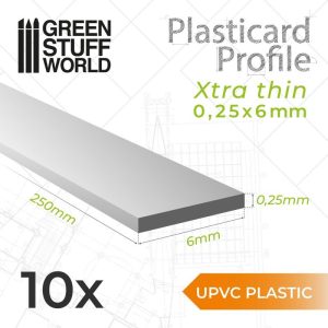 Green Stuff World   Acrylic Rods uPVC Plasticard - Profile Xtra-thin 0.25mm x 6mm - 8435646503271ES - 8435646503271