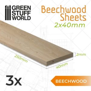 Green Stuff World   Wood Sheets & Rods Beechwood sheet 2x40x250mm - 8435646503851ES - 8435646503851