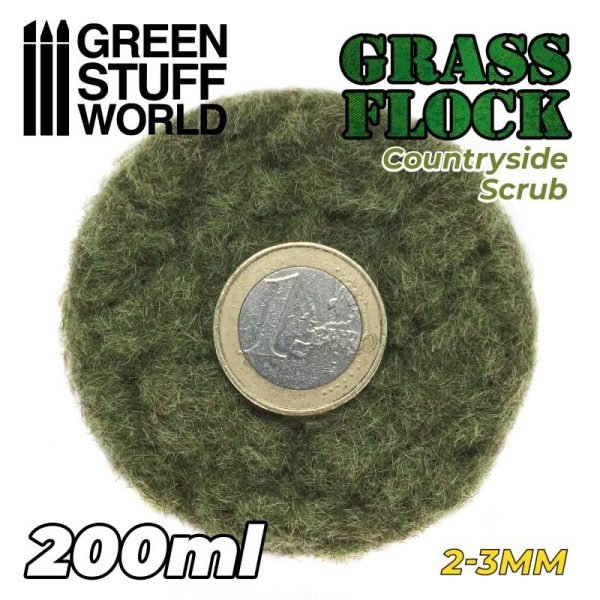 Green Stuff World   Sand & Flock Static Grass Flock 2-3mm - COUNTRYSIDE SCRUB - 200 ml - 8435646506456ES - 8435646506456