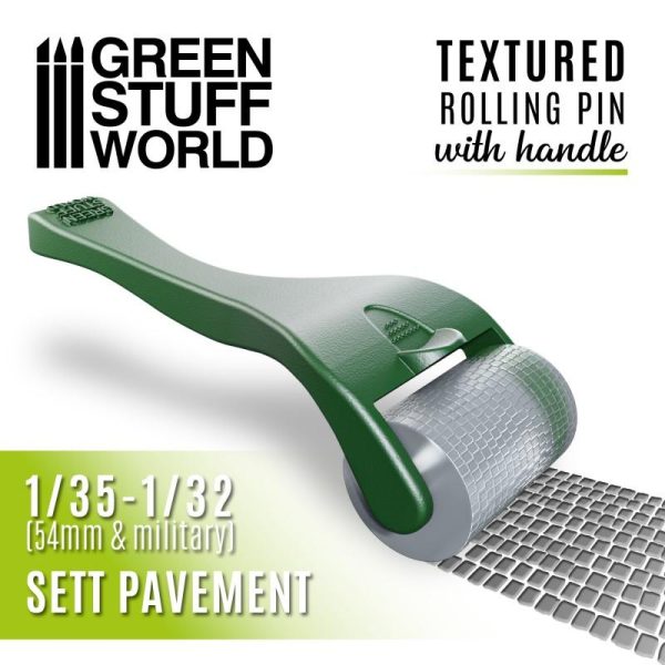 Green Stuff World   Green Stuff World Tools Rolling pin with Handle - Sett Pavement - 8436574509953ES - 8436574509953
