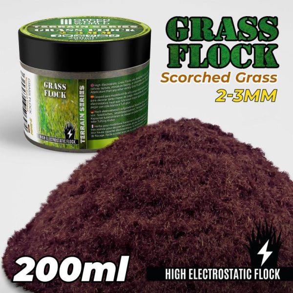 Green Stuff World   Sand & Flock Static Grass Flock 2-3mm - SCORCHED BROWN - 200 ml - 8435646506470ES - 8435646506470