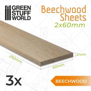 Green Stuff World   Wood Sheets & Rods Beechwood sheet 2x60x250mm - 8435646503868ES - 8435646503868