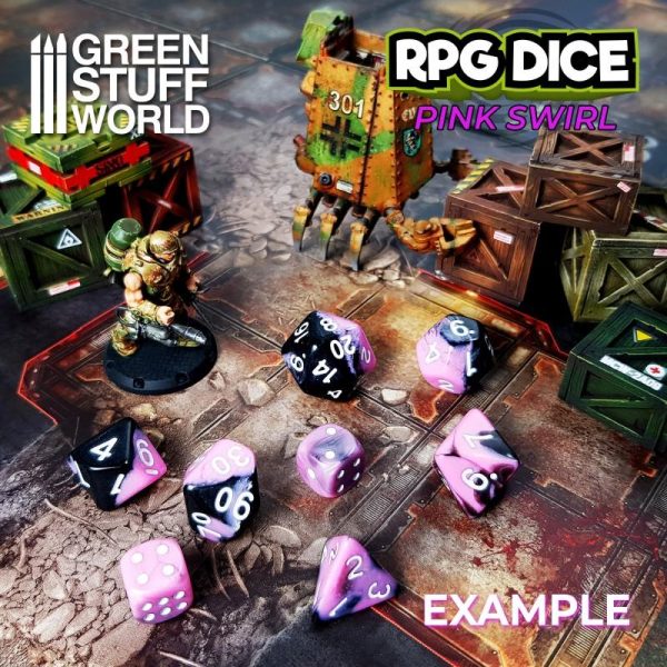 Green Stuff World   D6 12x D6 16mm Dice - Pink Swirl - 8435646500331ES - 8435646500331