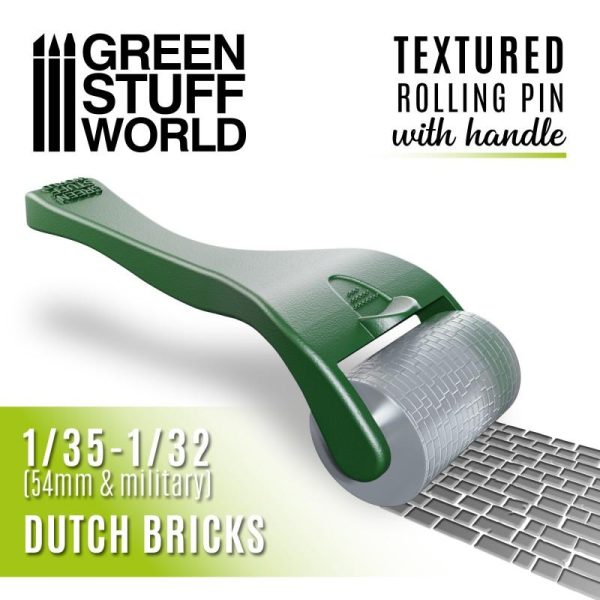 Green Stuff World   Green Stuff World Tools Rolling pin with Handle - Dutch Bricks - 8436574509892ES - 8436574509892