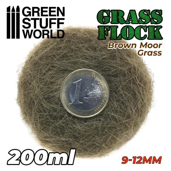 Green Stuff World   Sand & Flock Static Grass Flock 9-12mm - Brown Moor Grass - 200 ml - 8435646506647ES - 8435646506647