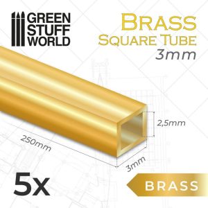 Green Stuff World   Brass Rods Square Brass Tubes 3mm - 8435646505459ES - 8435646505459