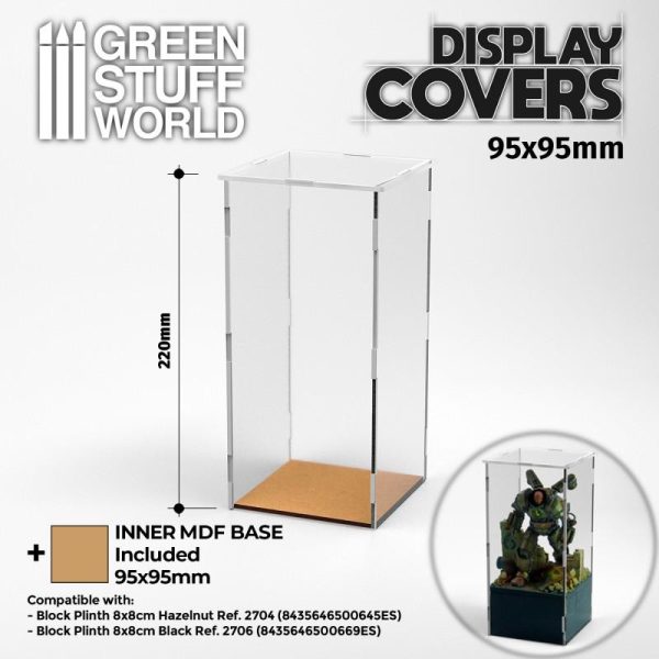 Green Stuff World   Display Plinths Acrylic Display Covers 95x95mm (22cm high) - 8435646506999ES - 8435646506999