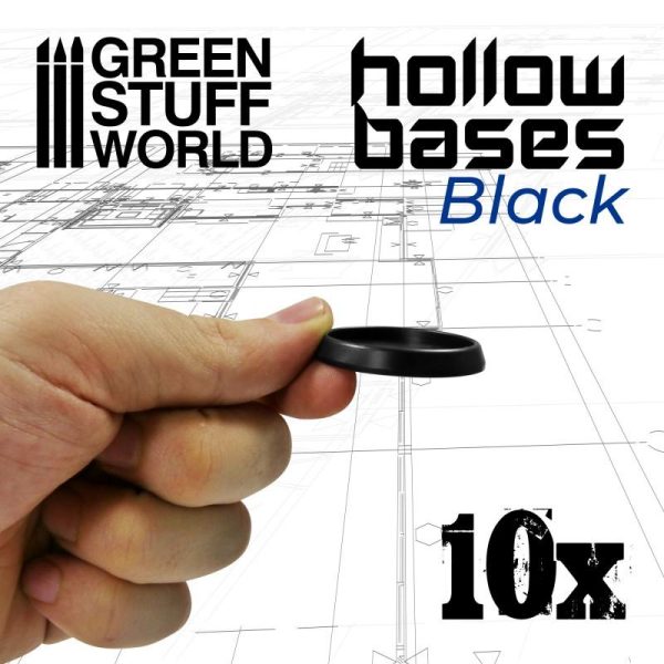 Green Stuff World   Plain Bases Hollow Plastic Bases - BLACK 40mm - 8435646508269ES - 8435646508269