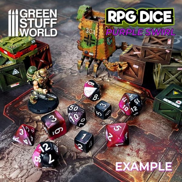 Green Stuff World   Dice 7x Mix 16mm Dice - Pink Swirl - 8435646500515ES - 8435646500515