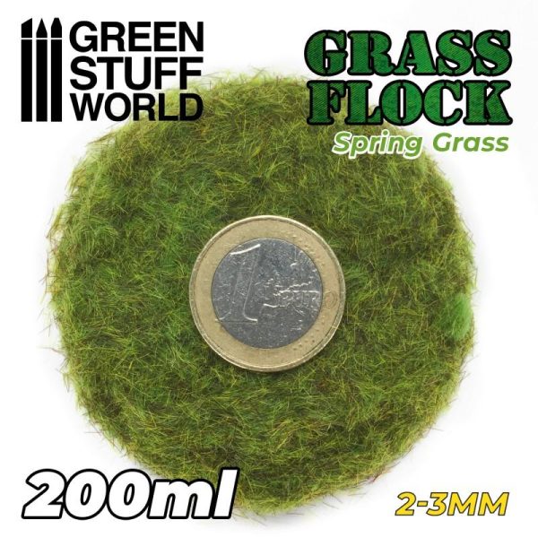 Green Stuff World   Sand & Flock Static Grass Flock 2-3mm - SPRING GRASS - 200 ml - 8435646506449ES - 8435646506449
