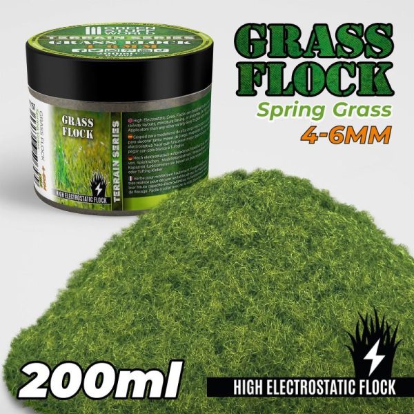 Green Stuff World   Sand & Flock Static Grass Flock 4-6mm - SPRING GRASS - 200 ml - 8435646506579ES - 8435646506579