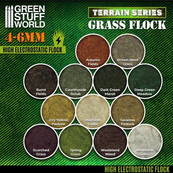 Green Stuff World   Sand & Flock Static Grass Flock 4-6mm - DRY YELLOW PASTURE - 200 ml - 8435646506548ES - 8435646506548