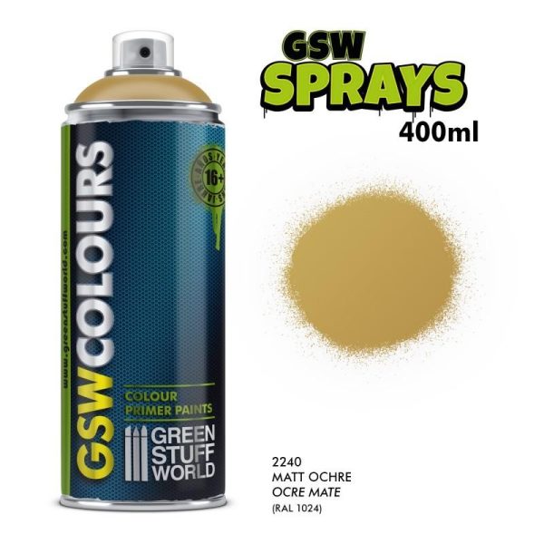 Green Stuff World   Spray Paint SPRAY Primer Colour Matt Ochre 400ml - 8436574505993ES - 8436574505993