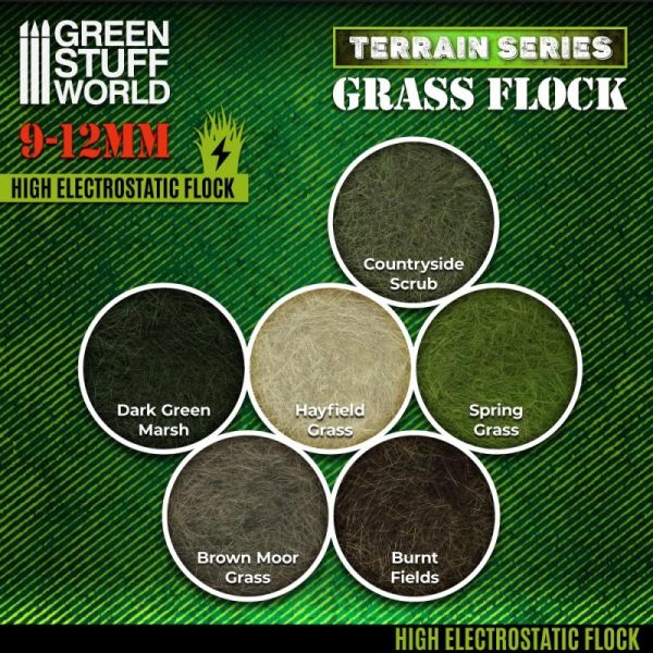 Green Stuff World   Sand & Flock Static Grass Flock 9-12mm - DARK GREEN MARSH - 200 ml - 8435646506692ES - 8435646506692