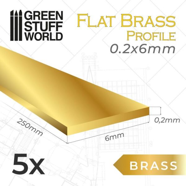 Green Stuff World   Brass Rods Flat Brass Profile 0.2 x 6mm - 8435646506333ES - 8435646506333