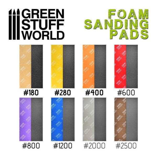 Green Stuff World   Sandpaper Foam Sanding Pads 180 grit - 8435646502687ES - 8435646502687