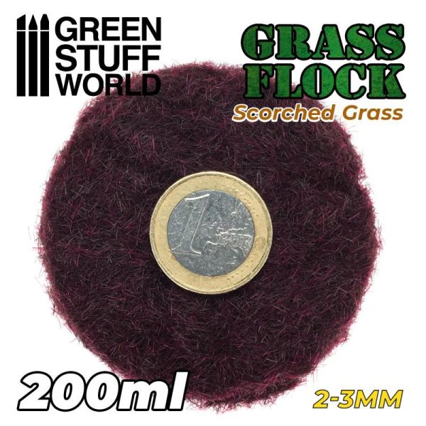 Green Stuff World   Sand & Flock Static Grass Flock 2-3mm - SCORCHED BROWN - 200 ml - 8435646506470ES - 8435646506470