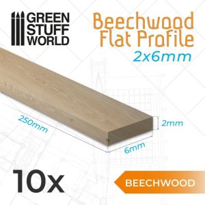 Green Stuff World   Wood Sheets & Rods Beechwood flat profile - 6x250mm - 8435646503929ES - 8435646503929