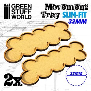 Green Stuff World   Movement Trays MDF Movement Trays 32mm x 10 - SLIM-FIT - 8435646504278ES - 8435646504278