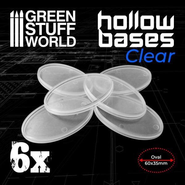 Green Stuff World   Plain Bases Hollow Plastic Bases -TRANSPARENT - Oval 60x35mm - 8435646504124ES - 8435646504124